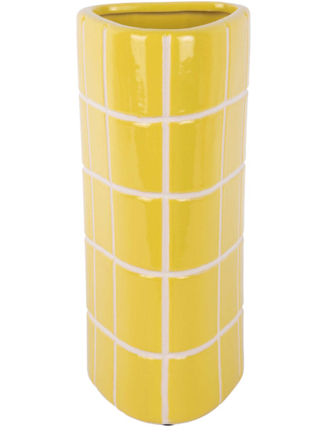 Vase céramique jaune à carreaux  triangulaire 26 cm Retro...