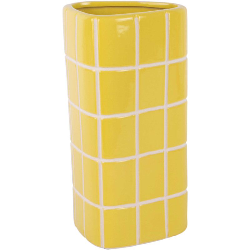 Vase céramique jaune à carreaux...