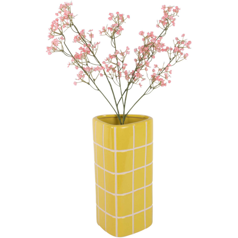 Vase céramique jaune à carreaux...
