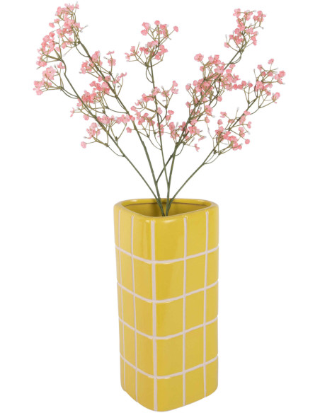 Vase céramique jaune à carreaux  triangulaire 26 cm Retro Tiles