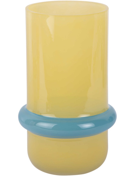 Vase en verre jaune et bleu Ø13,5x22 cm Animado Anillo