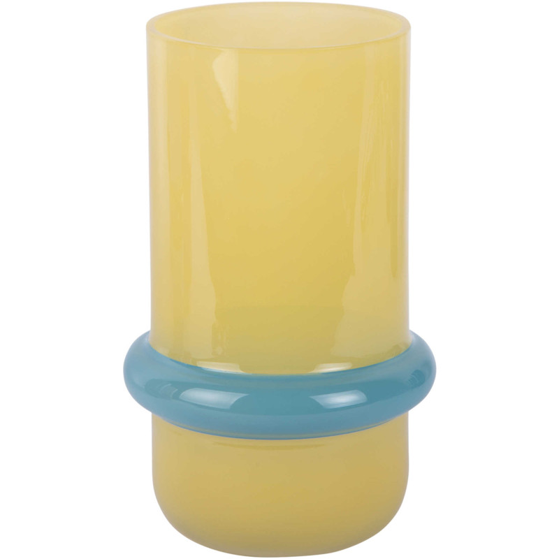 Vase en verre jaune et bleu Ø13,5x22...