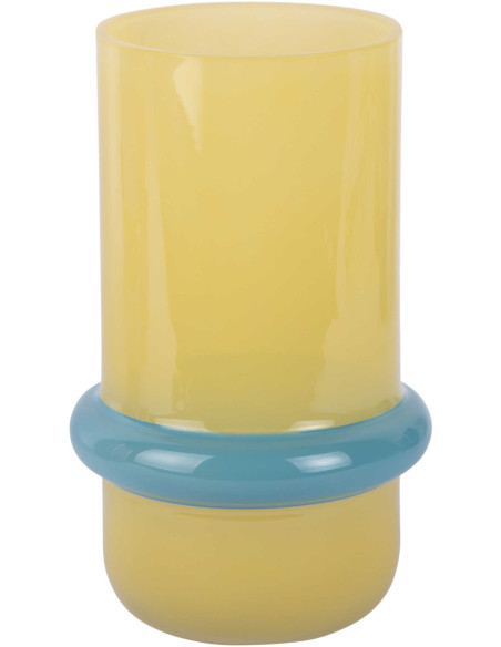 Vase en verre jaune et bleu Ø13,5x22 cm Animado Anillo