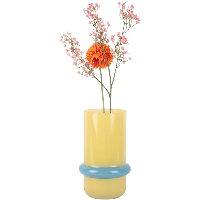 Vase en verre jaune et bleu Ø13,5x22...