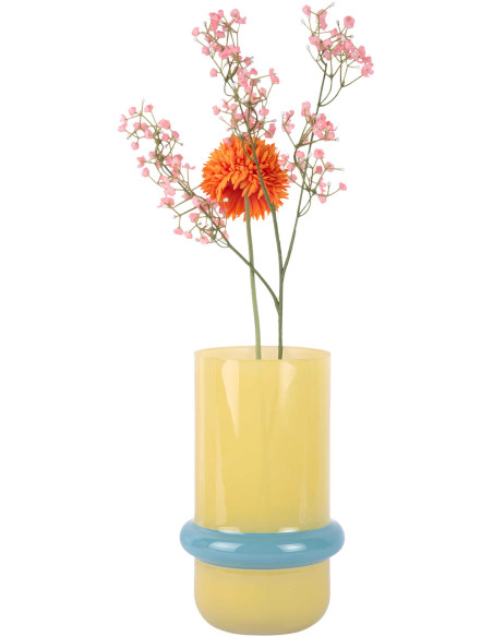 Vase en verre jaune et bleu Ø13,5x22 cm Animado Anillo
