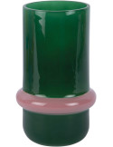 Vase en verre vert et rose Ø13,5x22 cm Animado Anillo