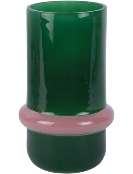 Vase en verre vert et rose Ø13,5x22 cm Animado Anillo