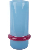 Vase en verre bleu clair et rose Ø13,5x28 cm Animado Anillo