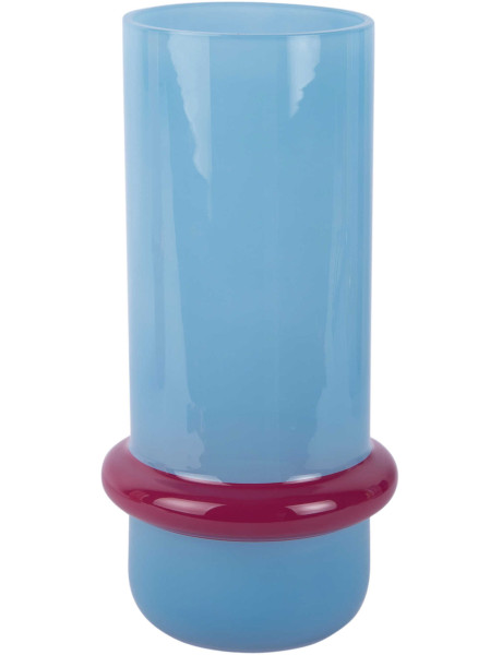 Vase en verre bleu clair et rose Ø13,5x28 cm Animado Anillo