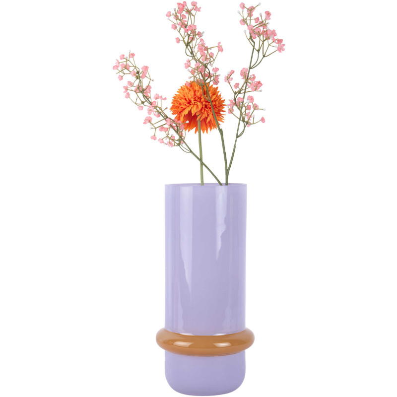 Vase en verre mauve et jaune Ø13,5x28...