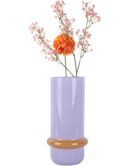Vase en verre mauve et jaune Ø13,5x28 cm Animado Anillo