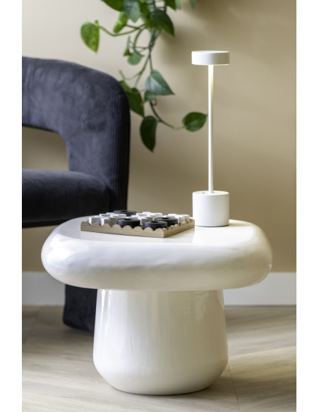 Table d’appoint blanche en métal 49x49x36 cm Roca