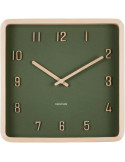 Horloge murale carrée verte en bois 26x26x5,3 cm Nervadura