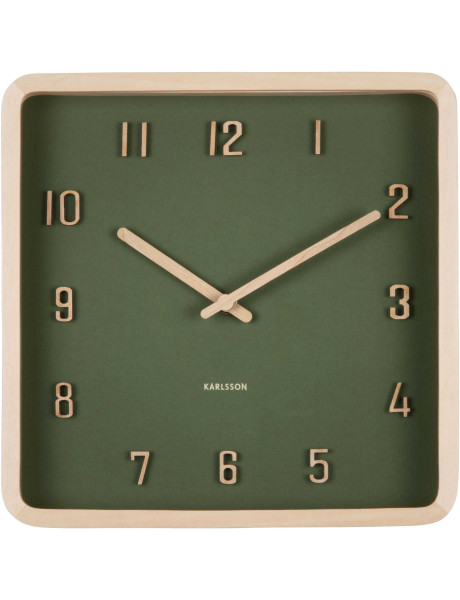 Horloge murale carrée verte en bois 26x26x5,3 cm Nervadura