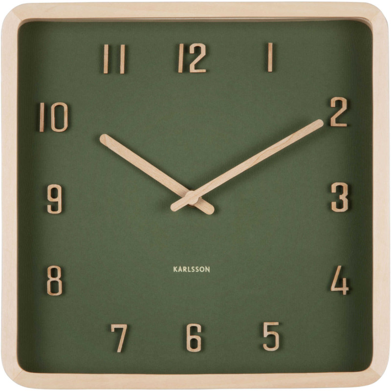 Horloge murale carrée verte en bois...