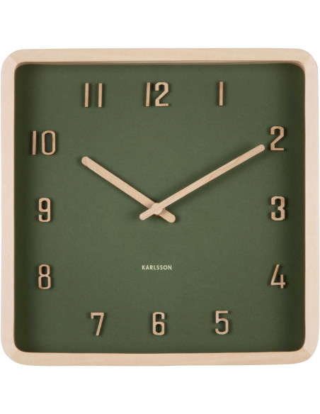 Horloge murale carrée verte en bois 26x26x5,3 cm Nervadura