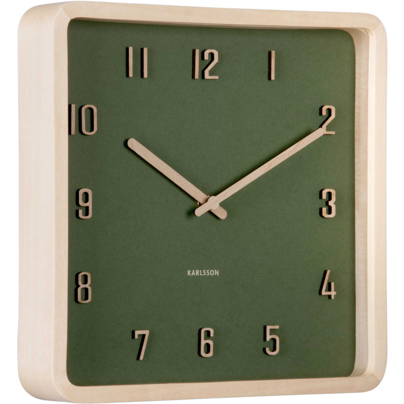 Horloge murale carrée verte en bois...