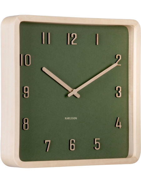 Horloge murale carrée verte en bois 26x26x5,3 cm Nervadura