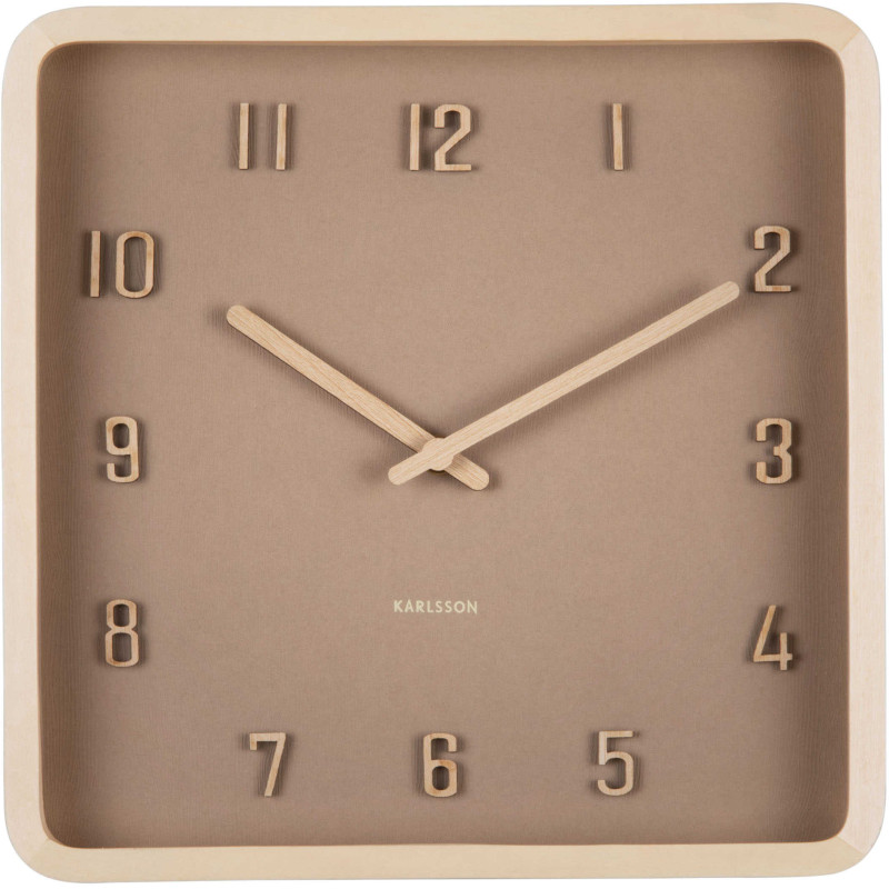 Horloge murale carrée marron en bois...