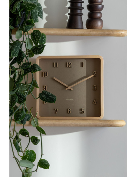 Horloge murale carrée marron en bois 26x26 cm Nervadura