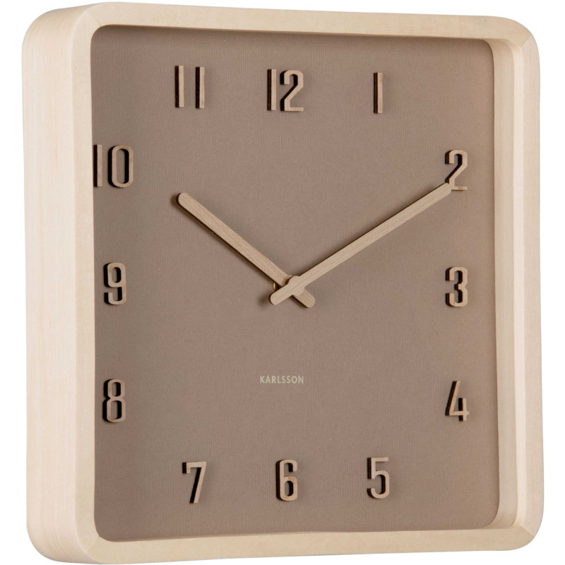 Horloge murale carrée marron en bois...
