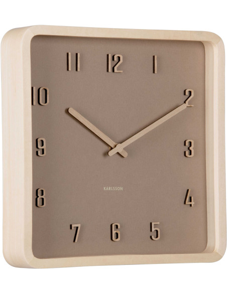 Horloge murale carrée marron en bois 26x26 cm Nervadura
