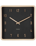 Horloge murale carrée noire en bois 26 cm Nervadura