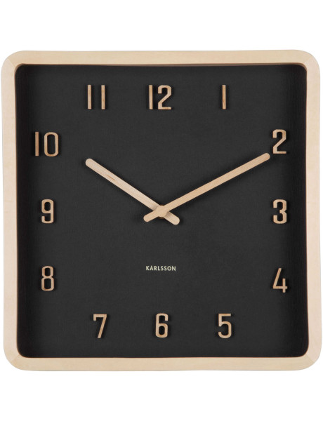 Horloge murale carrée noire en bois 26 cm Nervadura