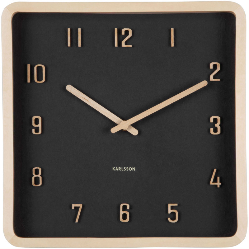 Horloge murale carrée noire en bois...