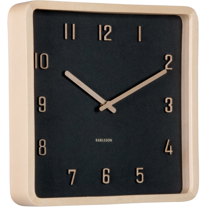 Horloge murale carrée noire en bois...