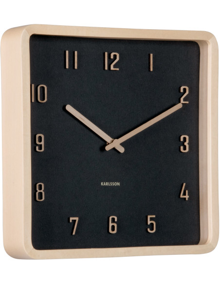 Horloge murale carrée noire en bois 26 cm Nervadura