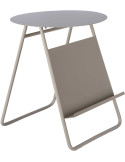 Bout de canapé porte-revues gris chaud en fer 40x48 cm Esencia