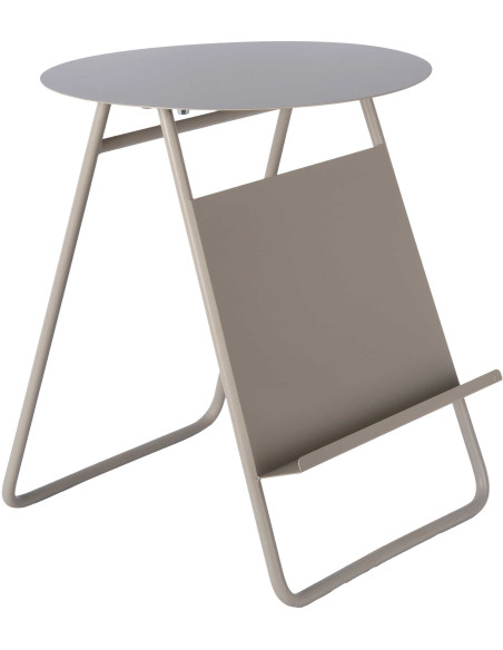 Bout de canapé porte-revues gris chaud en fer 40x48 cm Esencia