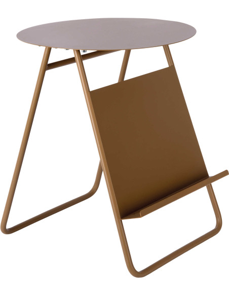 Bout de canapé porte-revues marron moka en fer 40x48 cm Esencia