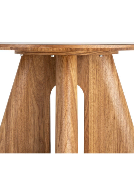 Table basse ronde céramique blanche bois 80 cm Pietrasanta