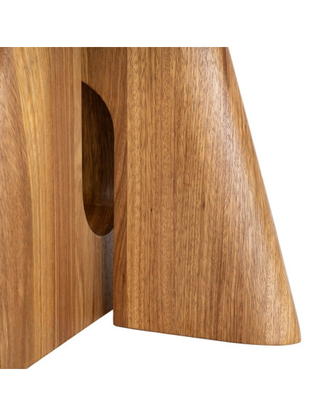 Table basse ronde céramique blanche bois 80 cm Pietrasanta