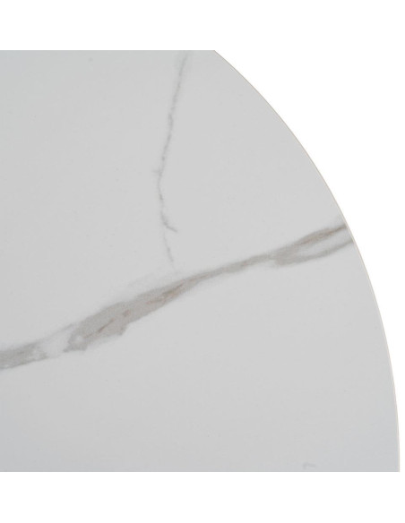 Table basse ronde céramique blanche bois 80 cm Pietrasanta