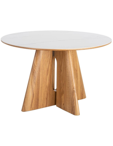 Table à manger ronde céramique bois 120 cm Pietrasanta