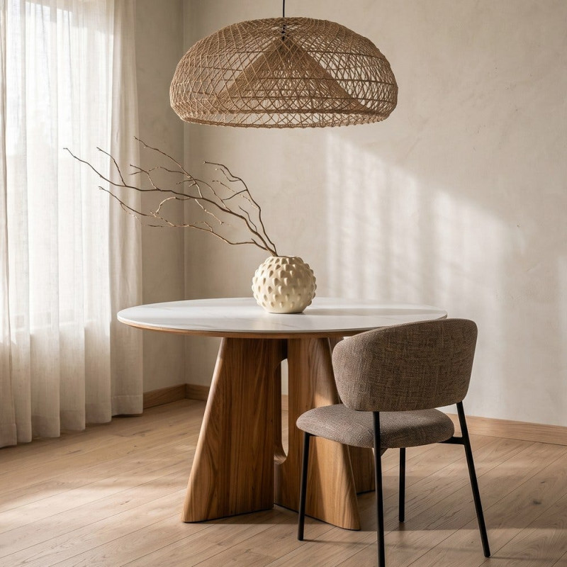 Table à manger ronde céramique bois...