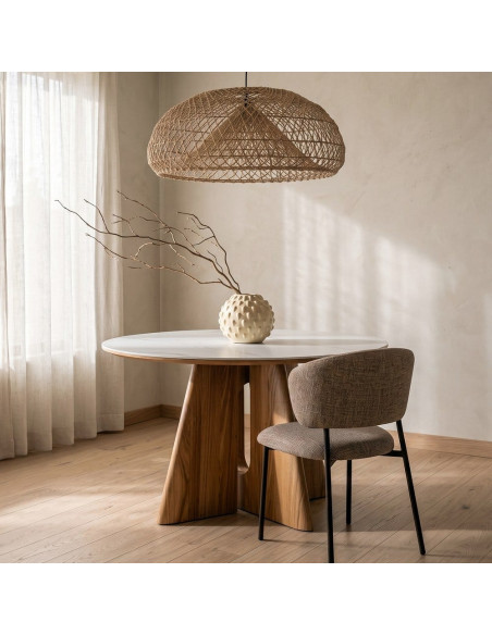 Table à manger ronde céramique bois 120 cm Pietrasanta