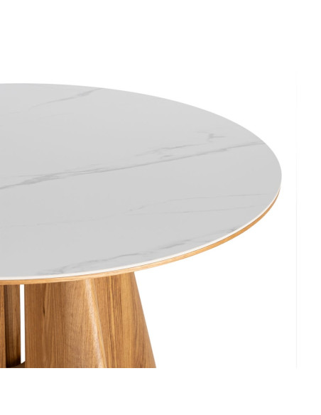 Table à manger ronde céramique bois 120 cm Pietrasanta