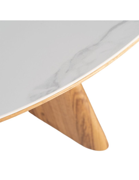 Table à manger ronde céramique bois 120 cm Pietrasanta
