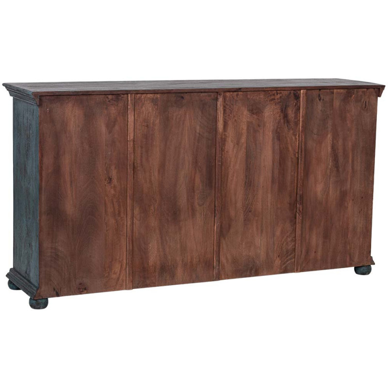 Buffet bois sculpté bleu 4 portes 180...