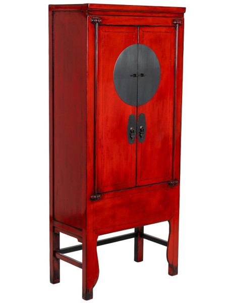 Armoire chinoise rouge laquée 194 cm Pingyao