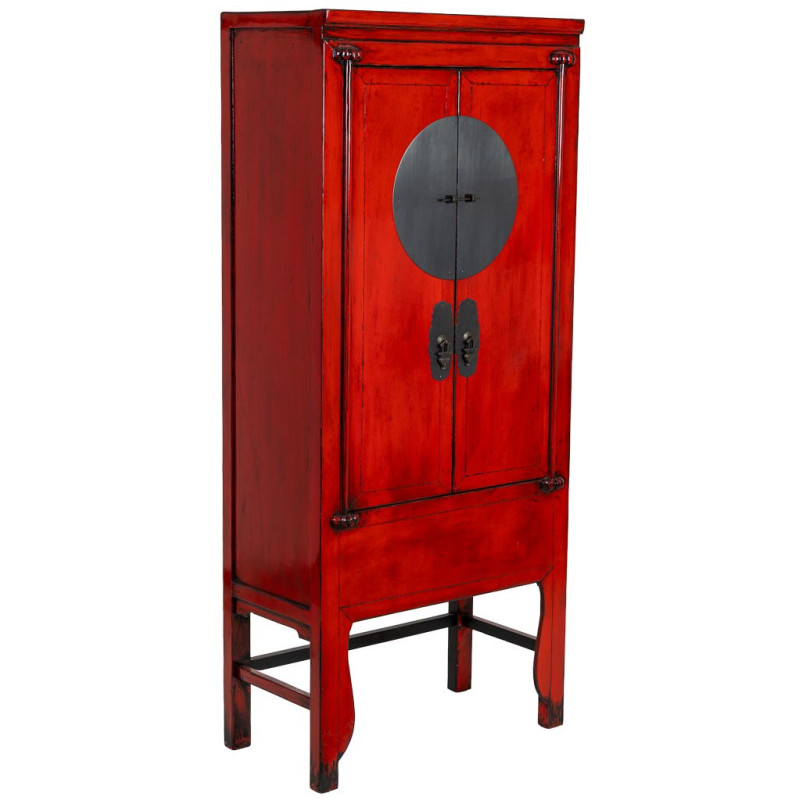 Armoire chinoise rouge laquée 194 cm...