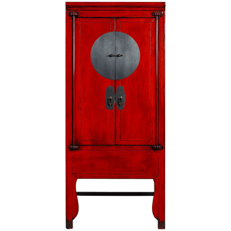Armoire chinoise rouge laquée 194 cm...