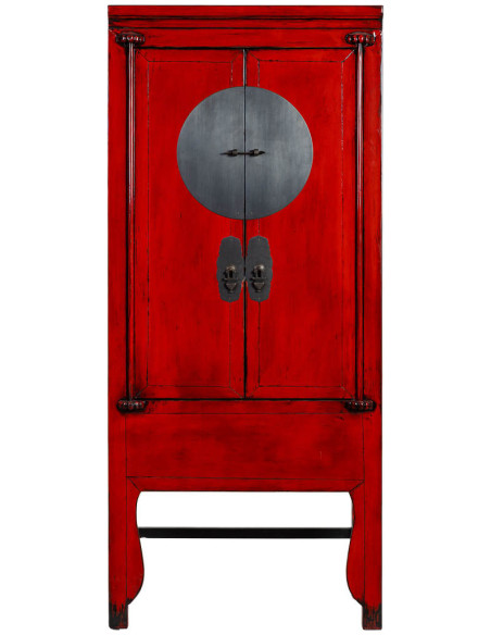 Armoire chinoise rouge laquée 194 cm Pingyao