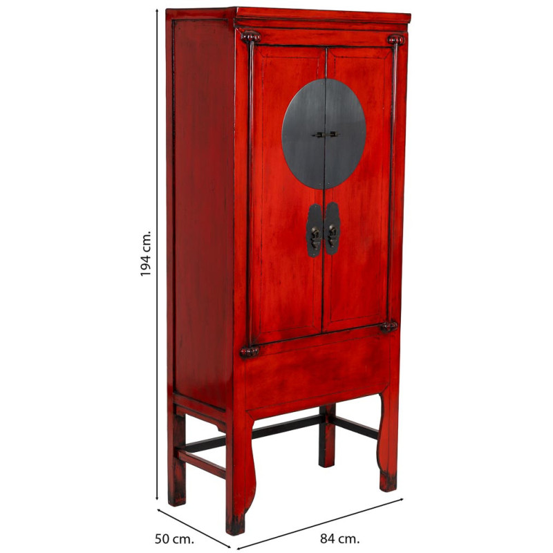 Armoire chinoise rouge laquée 194 cm...