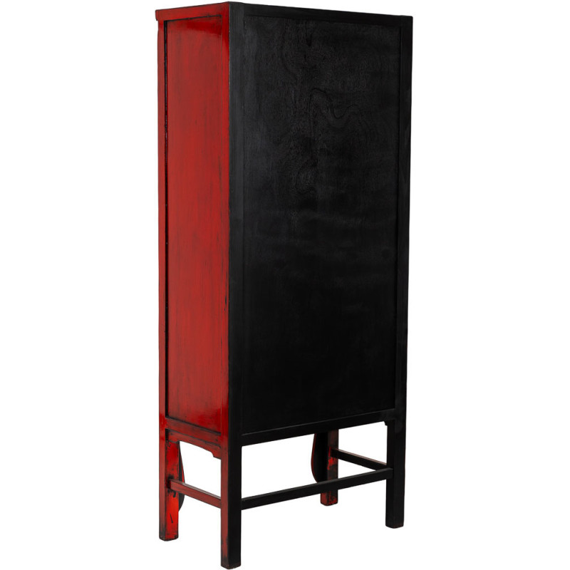Armoire chinoise rouge laquée 194 cm...