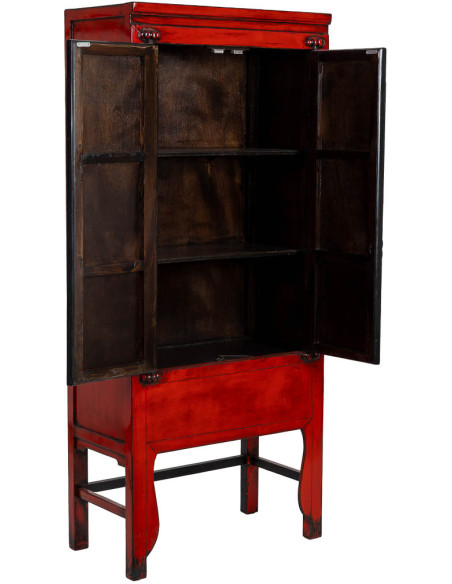 Armoire chinoise rouge laquée 194 cm Pingyao